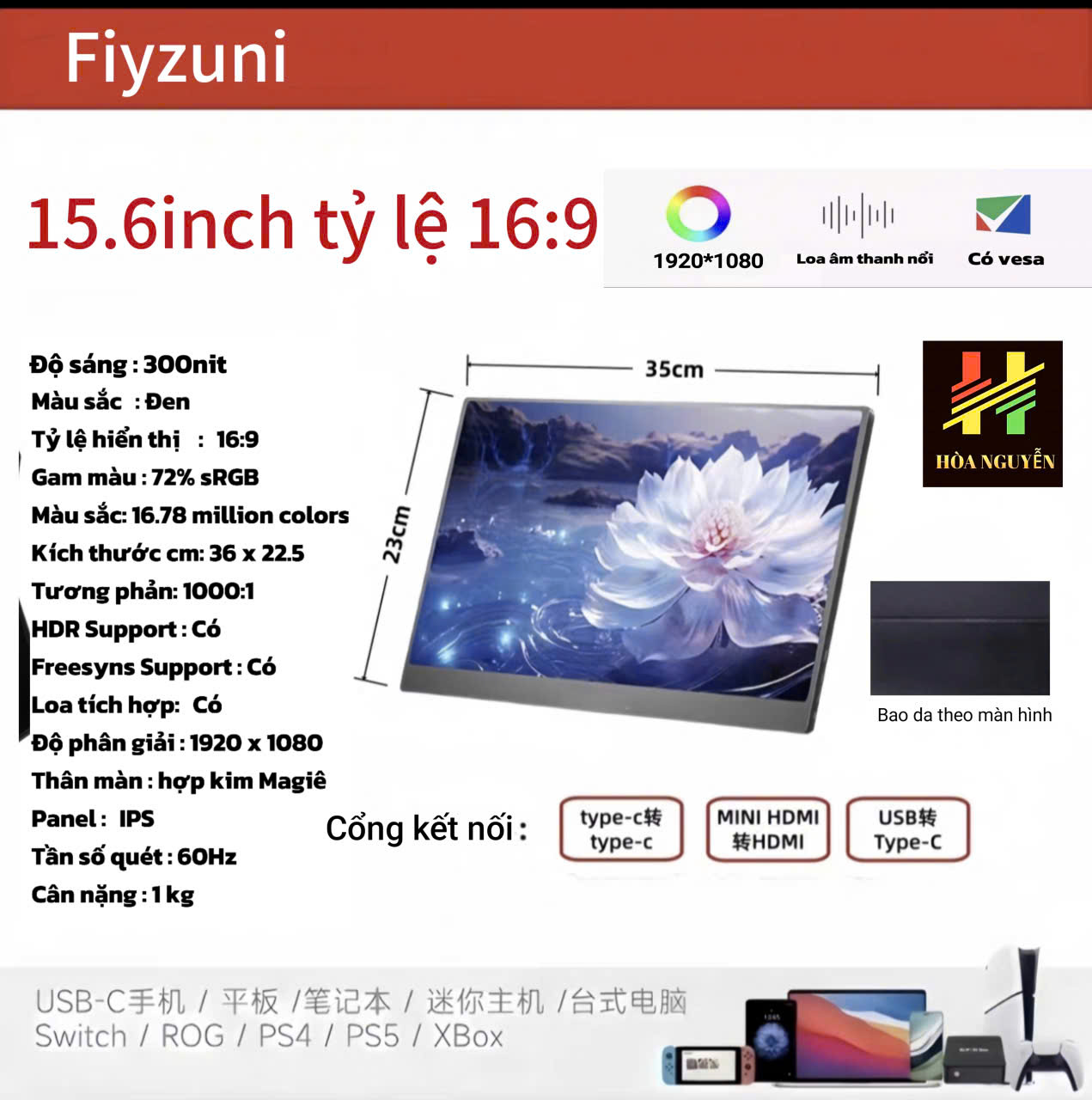 Màn hình Fiyzuni 15.6inch FHD 60hz