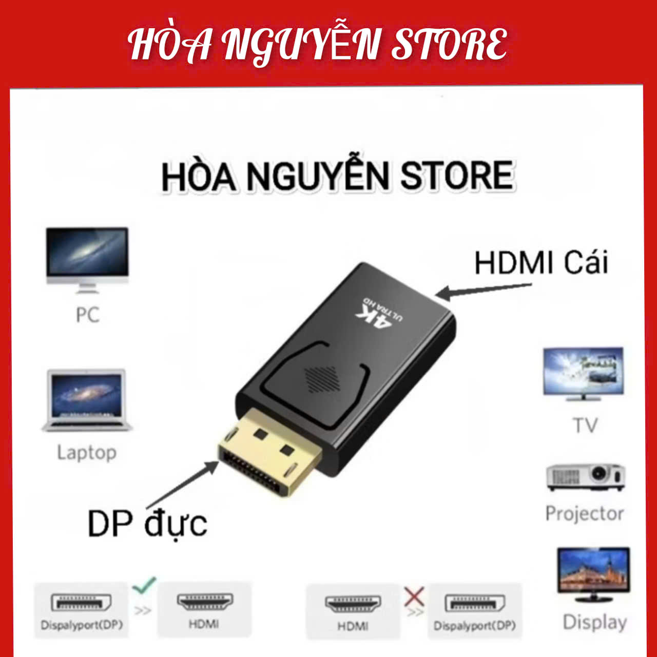 DP đực sang HDMI cái
