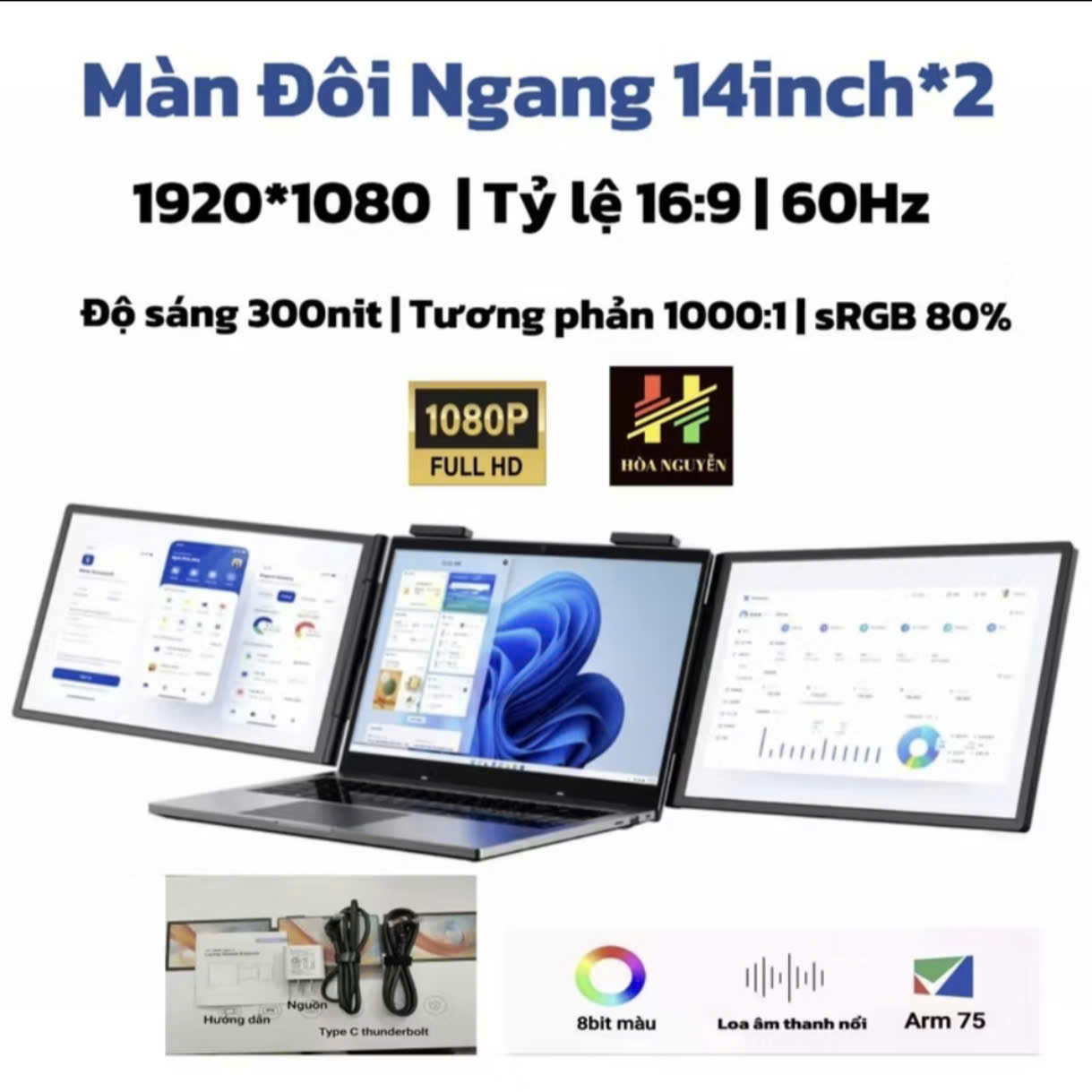 Màn DUAL 14inch ngang FHD 60hz