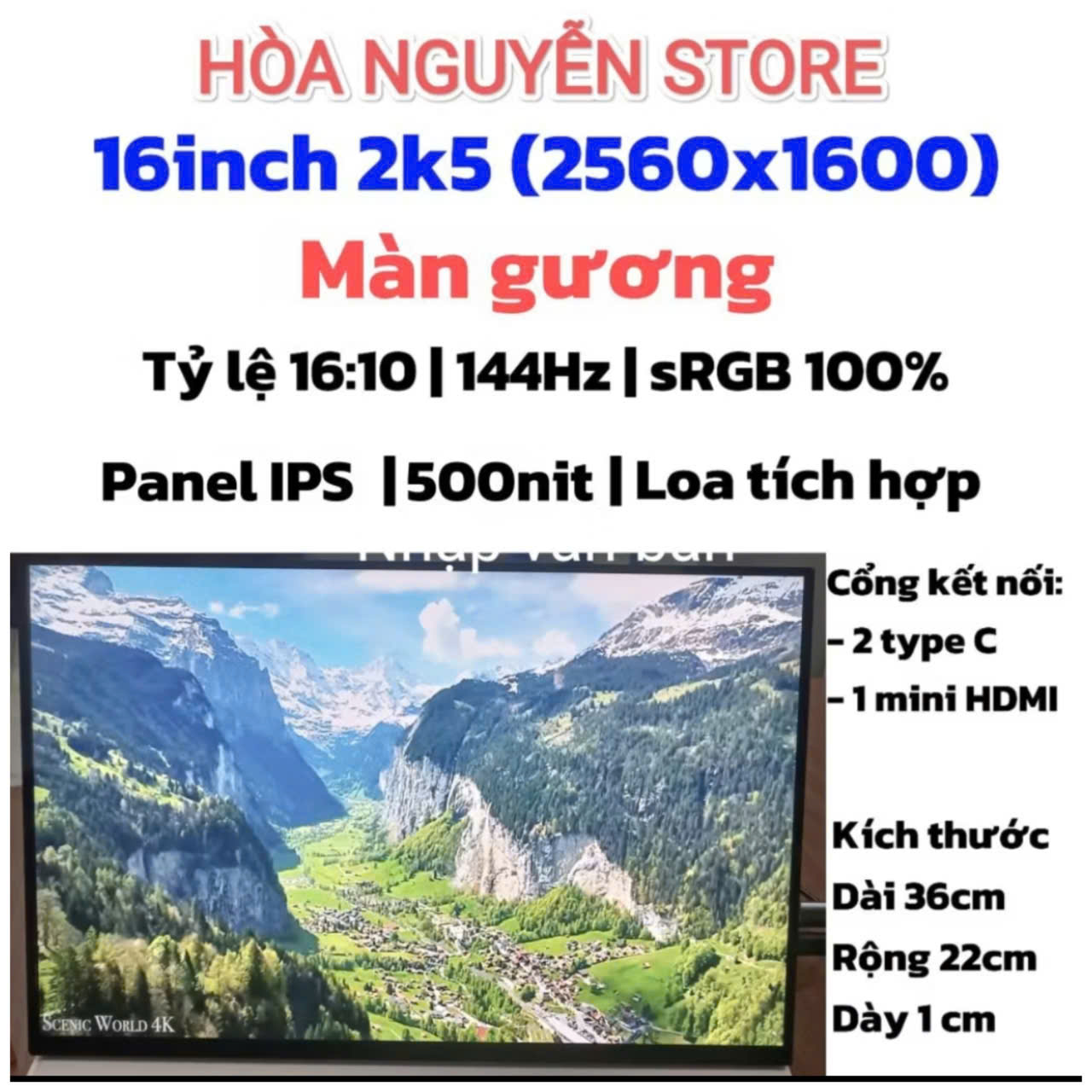 Màn 16inch 2K5 144hz cảm ứng